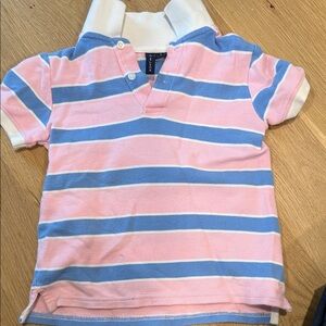 Janie and Jack Pink and Blue Striped Polo